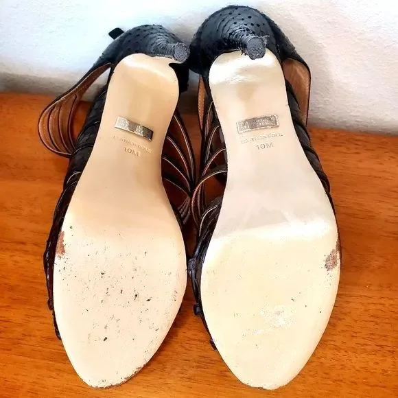 Badgley Mischka Black Sexy Stilettos Heels Animal Print Leather Sole Womens Sz10 - Picture 8 of 10